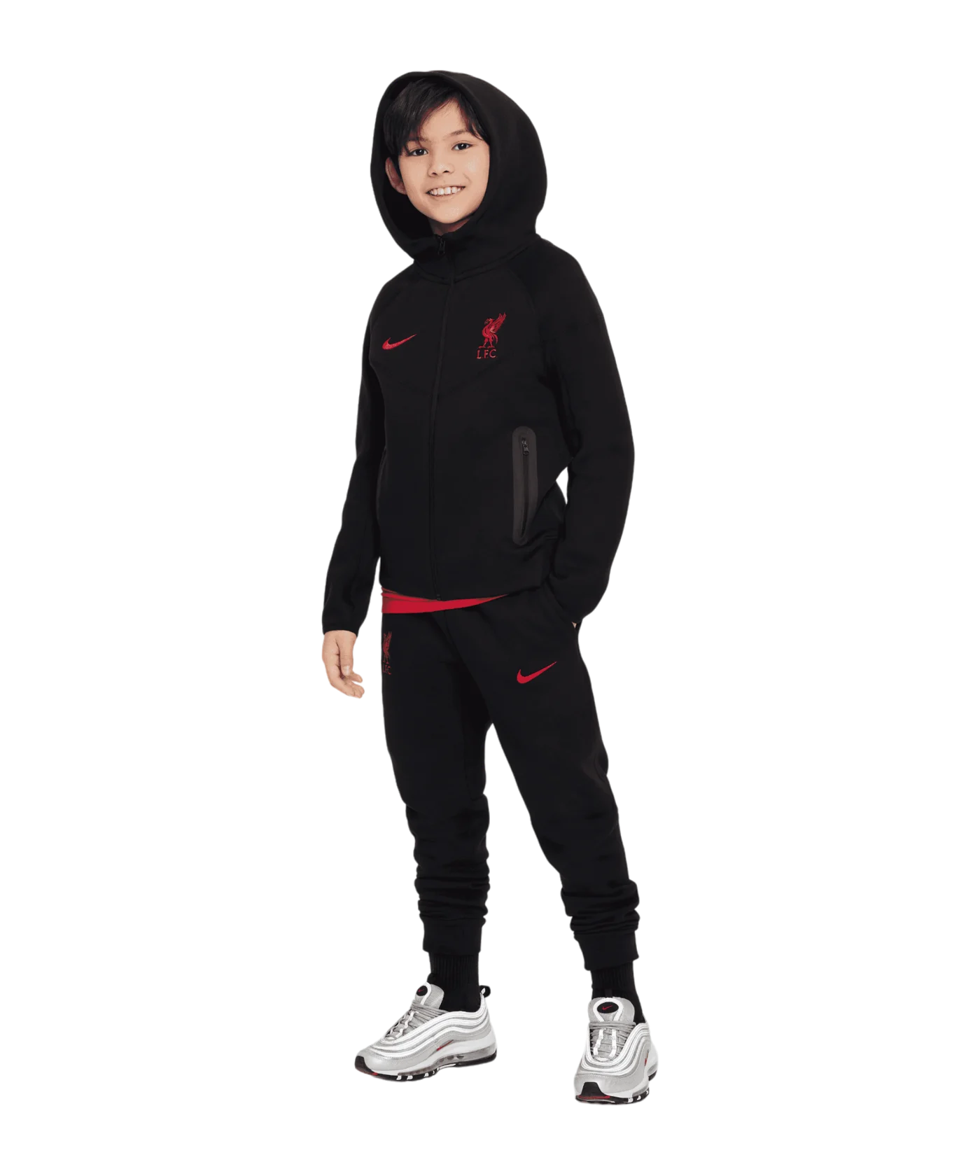 Nike FC Liverpool Tech Fleece Kapuzenjacke Kids Schwarz F010