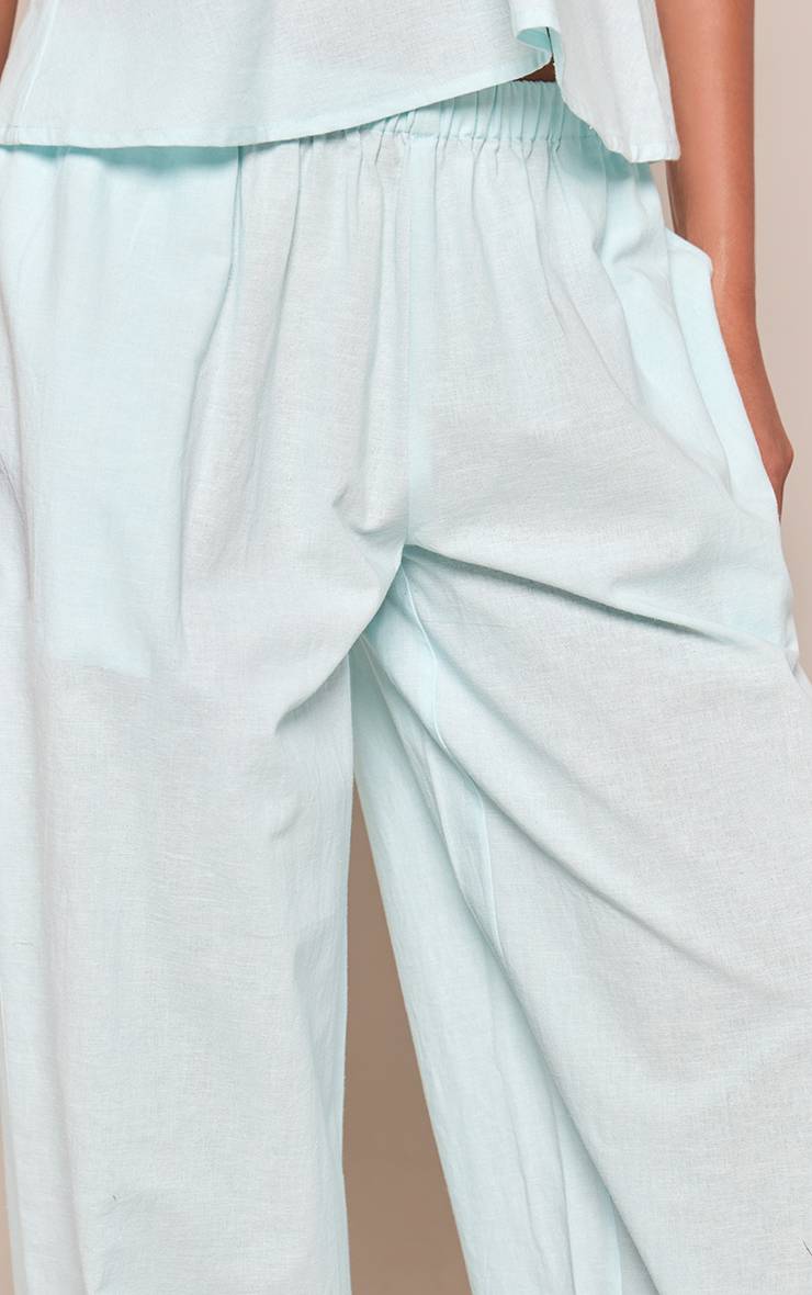Bleu Layette Pantalon En Lin À Taille Froncée Ensemble Coordonné