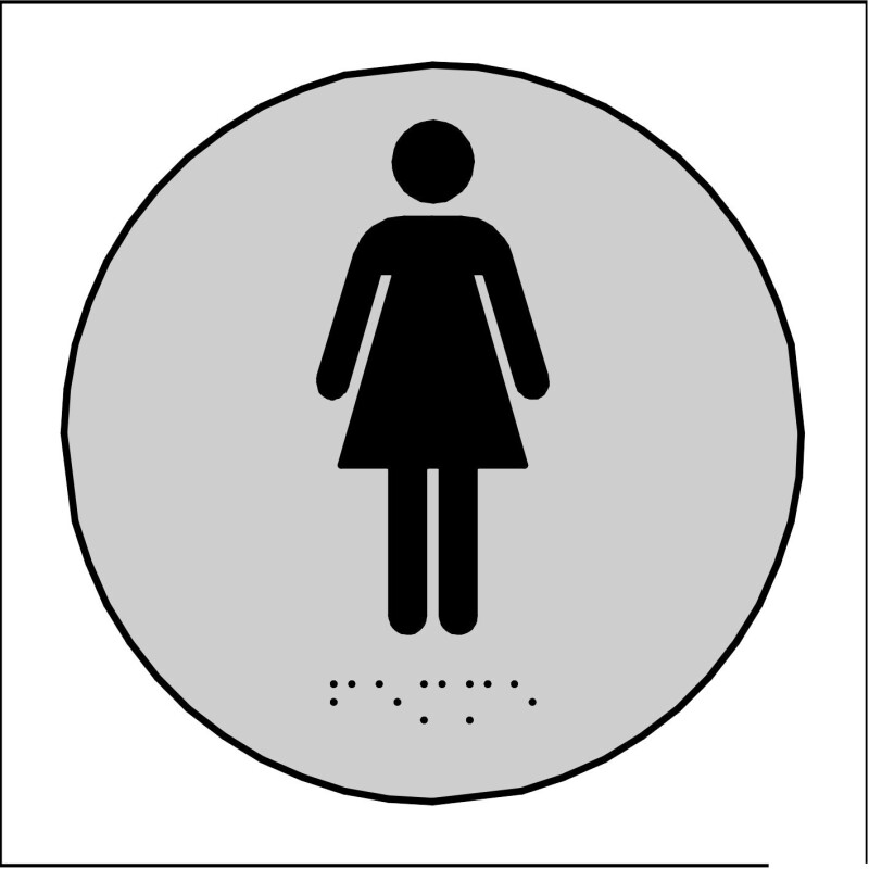 Plaque en relief et braille toilettes Femmes - diam 10cm