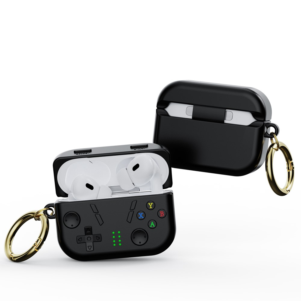 AirPods Pro 2 / AirPods Pro Silikon Schutzhülle Spielekonsole Abdeckung mit Karabinerhaken - Rosa