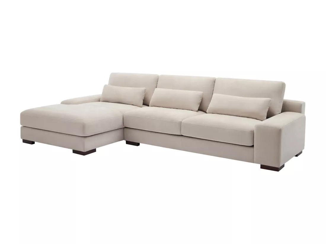 Canapé d'angle gauche en tissu beige STRALAO
