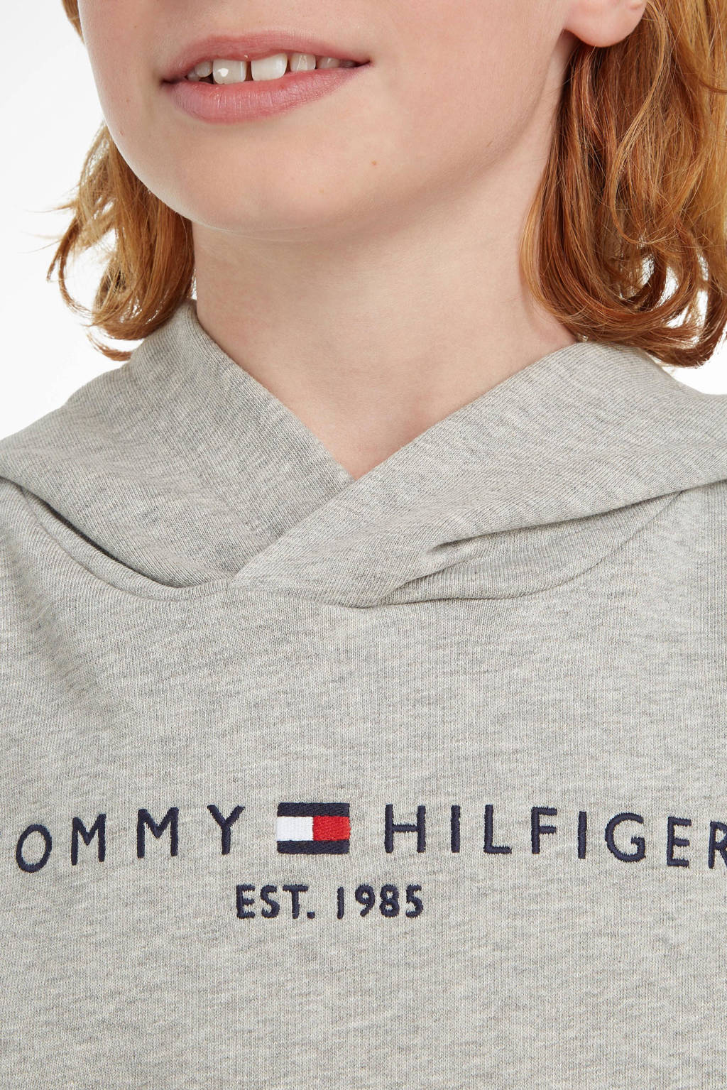 Tommy Hilfiger unisex hoodie met logo grijs melange