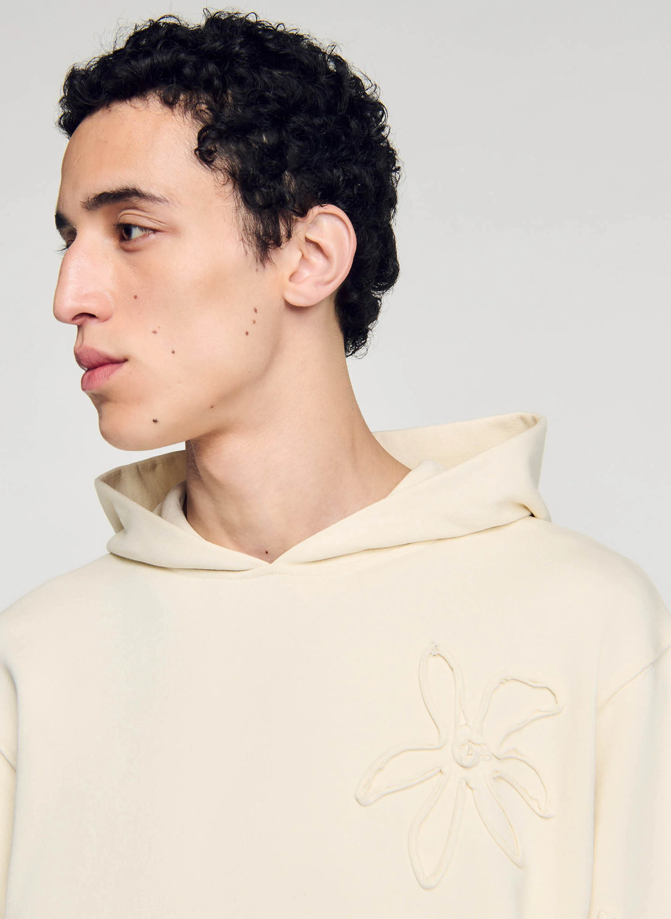 Sweat à capuche brodé en coton | Blanc
