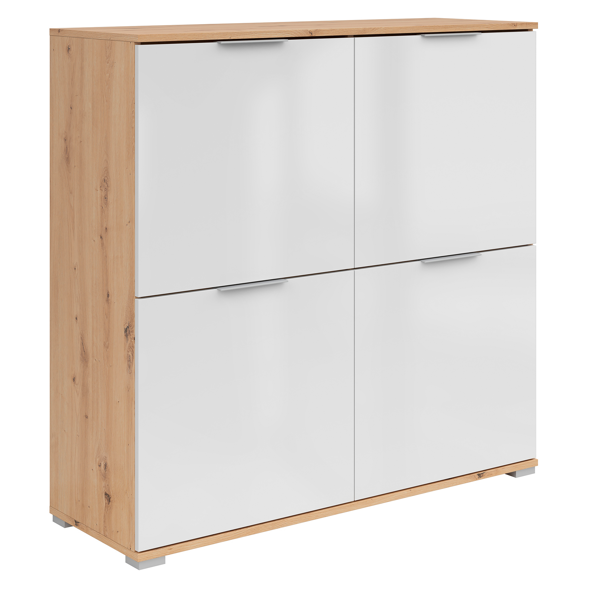 Kommode - weiß Glanz - Artisan Eiche - 104 cm breit