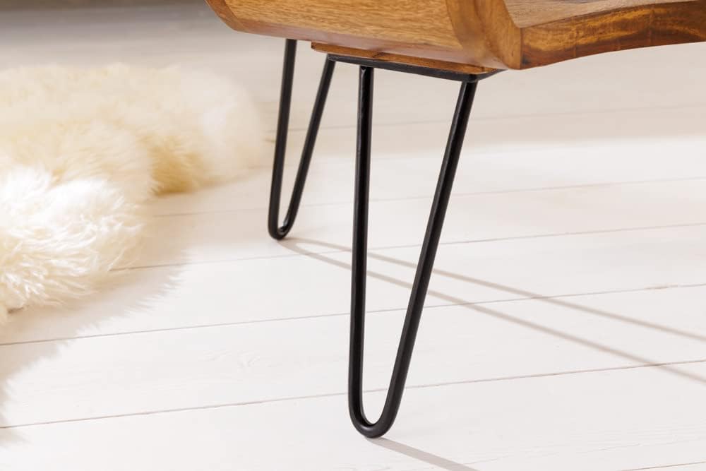 riess-ambiente.de Design Couchtisch Organic Living 100cm Sheesham Stone Finish Massivholz Handmade Hairpin Legs