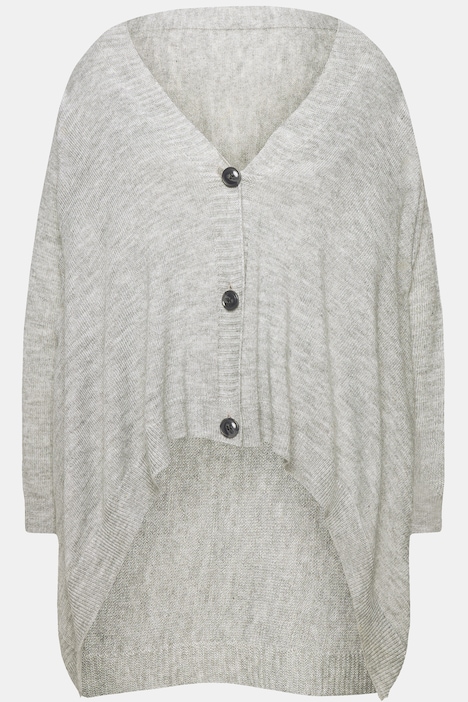 Strickjacke, Cape-Look, Knopfleiste, Langarm