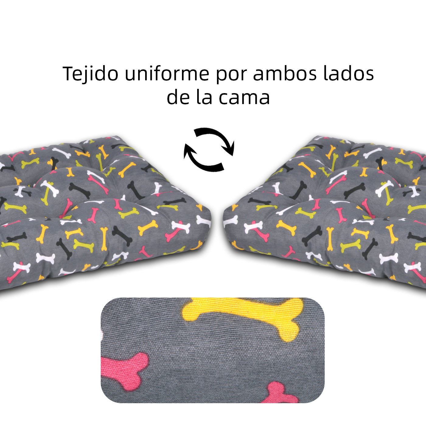 HOME MERCURY - Cama para animais de estimação, colchão para cães, tapete reversível estampado com enchimento de espuma para uso interno e externo (médio, ossos)