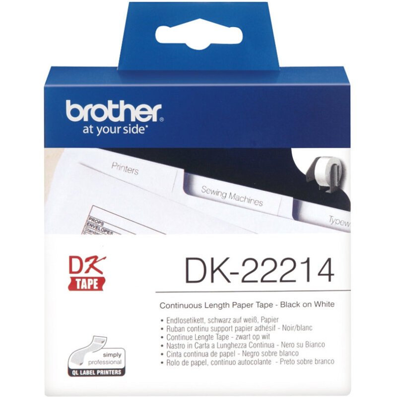 Brother DK-22214 ruban d'étiquette Noir sur blanc