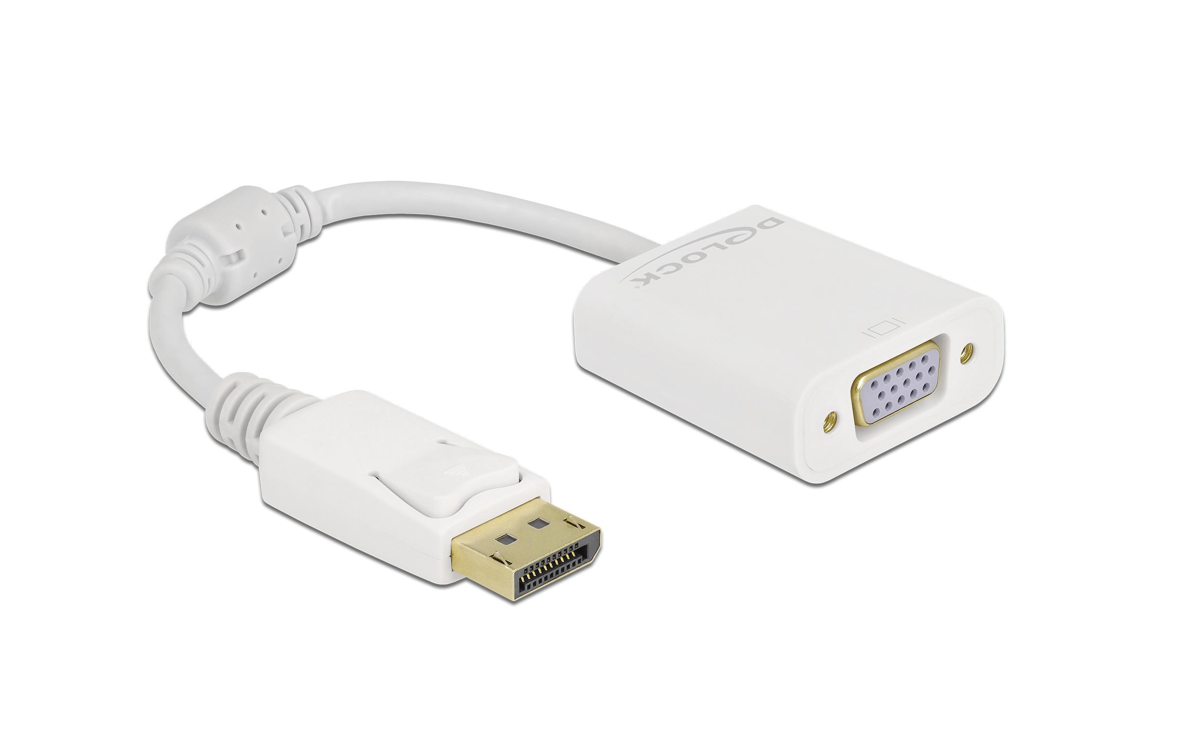 Adapter DisplayPort - VGAAdapter DisplayPort 1.2 Stecker zu VGA Buchse Passiv weiss