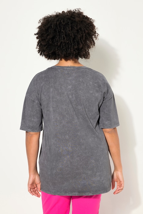 T-Shirt, oversized, verziertes Statement, Vintage Look, Rundhals, 1/2 Arm