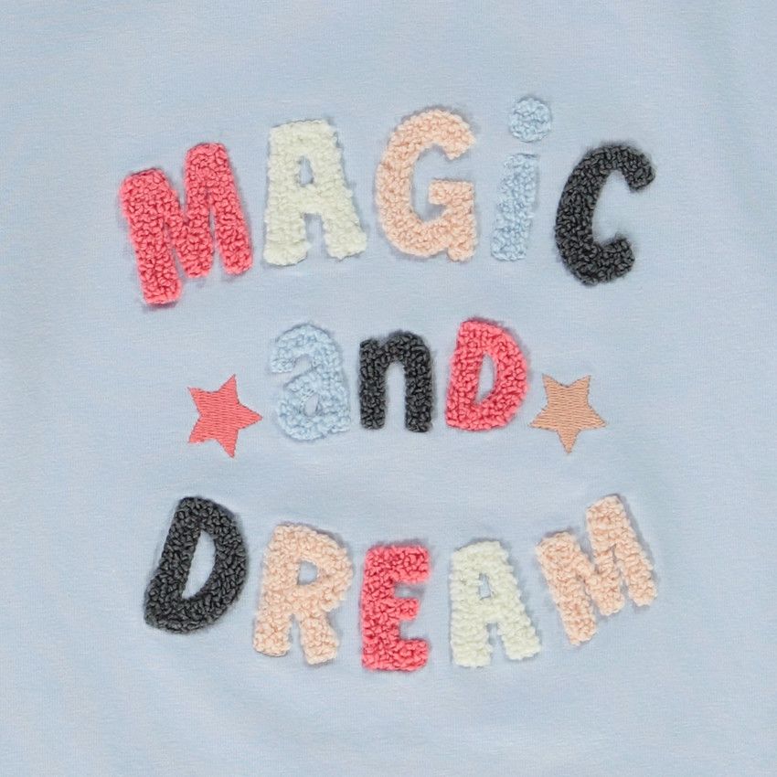 T-shirt manches longues à patchs bouclettes pour fille - Bleu