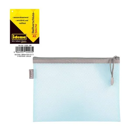 Idena Reißverschlusstasche Mesh blau, A5