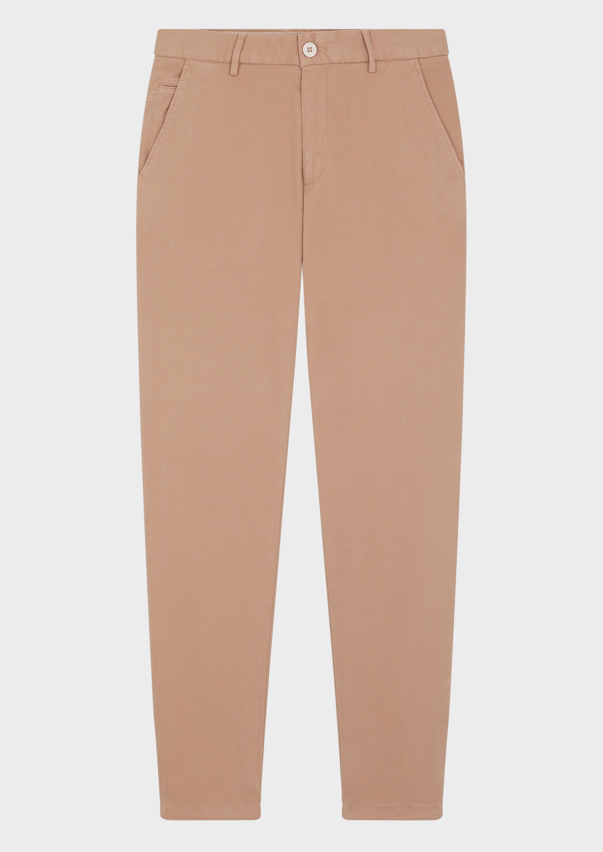 Chino slack skinny 7/8 en coton mélangé stretch uni vieux rose