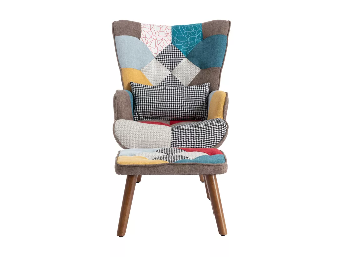 Chaise de loisirs assortie avec repose-pieds, fauteuil de salon avec dossier et coussin