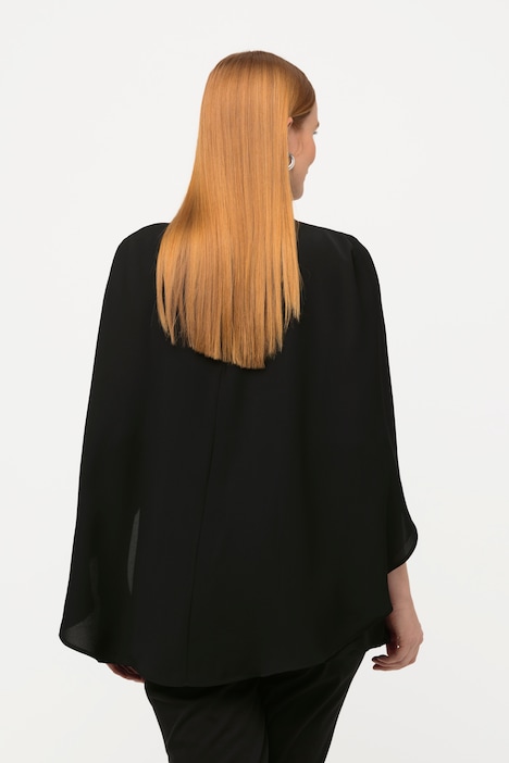 Cape-Bluse, Ziersteine, Rundhals, ärmellos