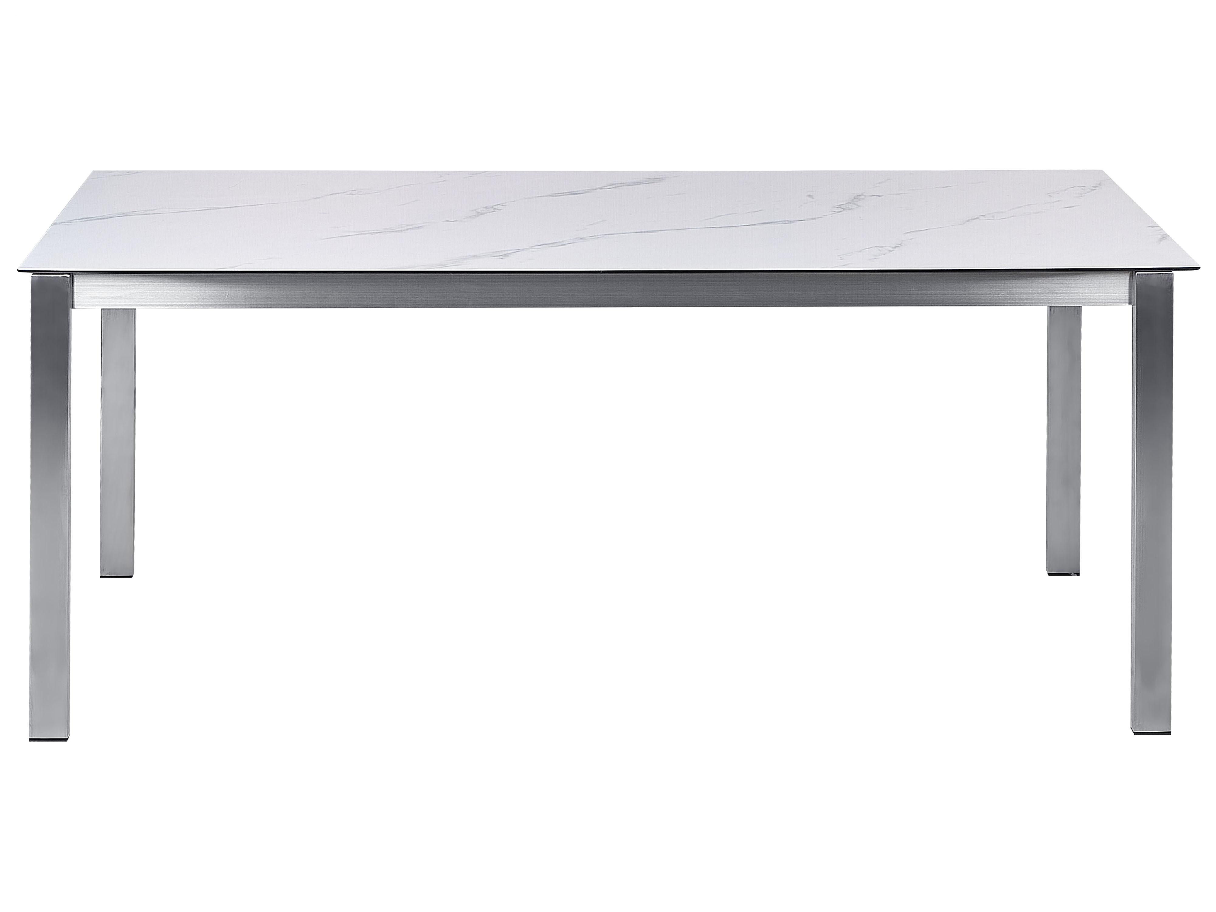 Tuin eettafel COSOLETO 180 cm 90 cm Marmereffect Glas Wit