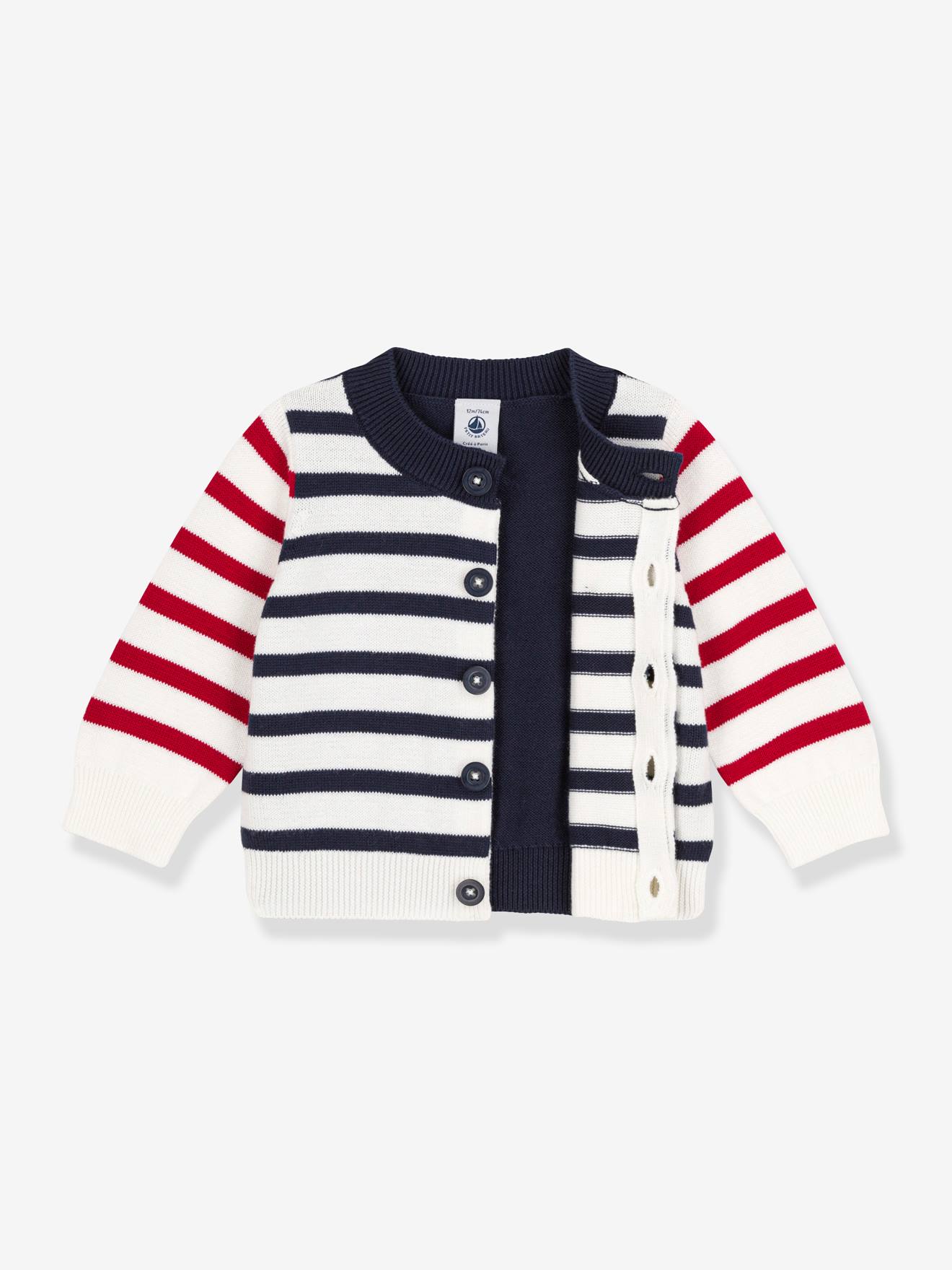 Cardigan infantil PETIT BATEAU em malha de algodão cru