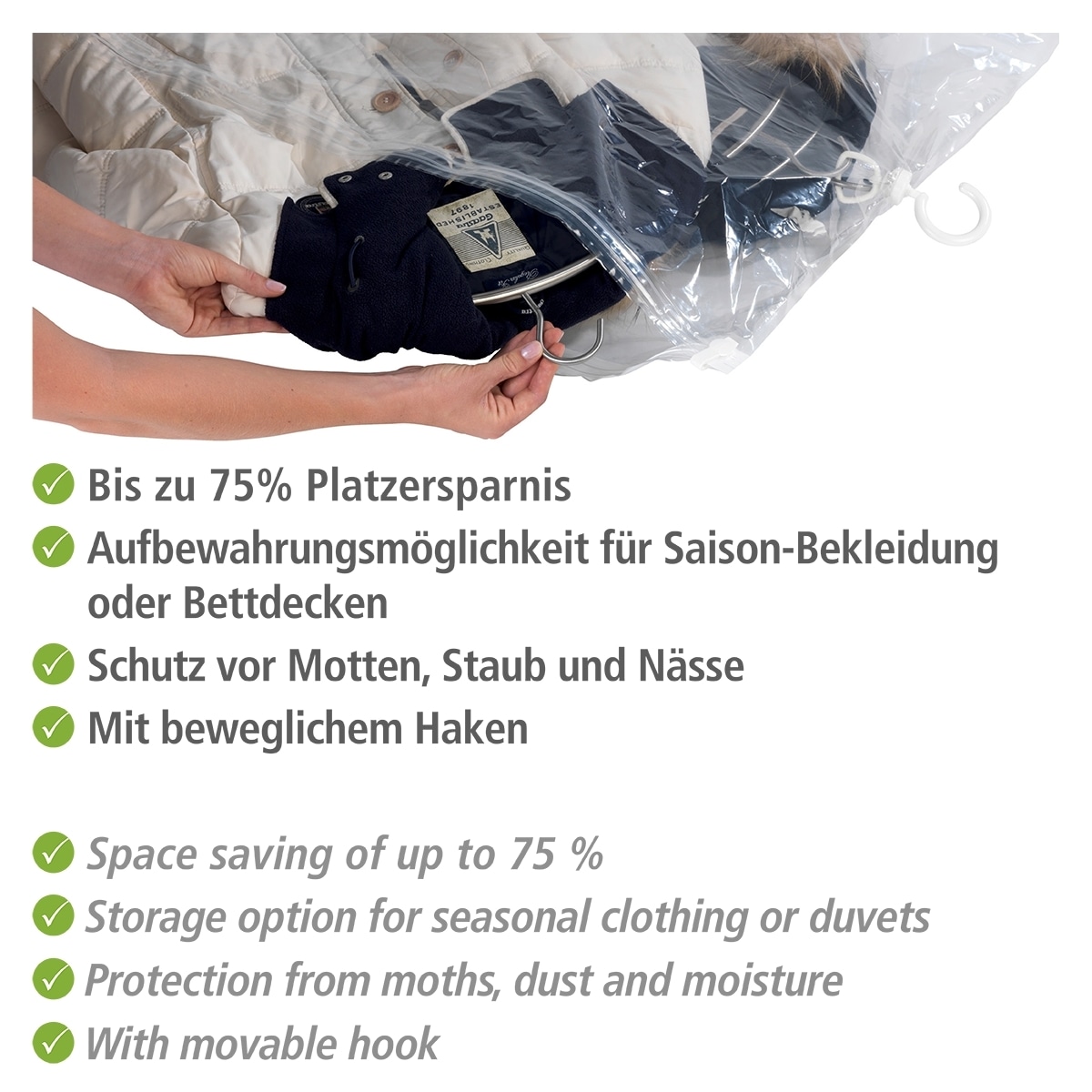 WENKO Kleidersack »Vakuum Grösse L & XL« Vakuumbeutel für Kleidung, platzsparend im Kleiderschrank