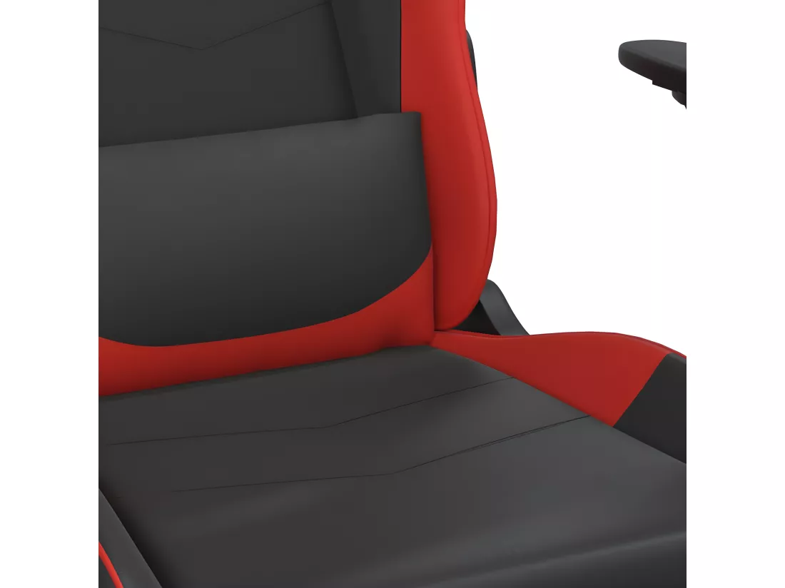 Chaise de jeu avec repose-pied Noir et rouge Similicuir