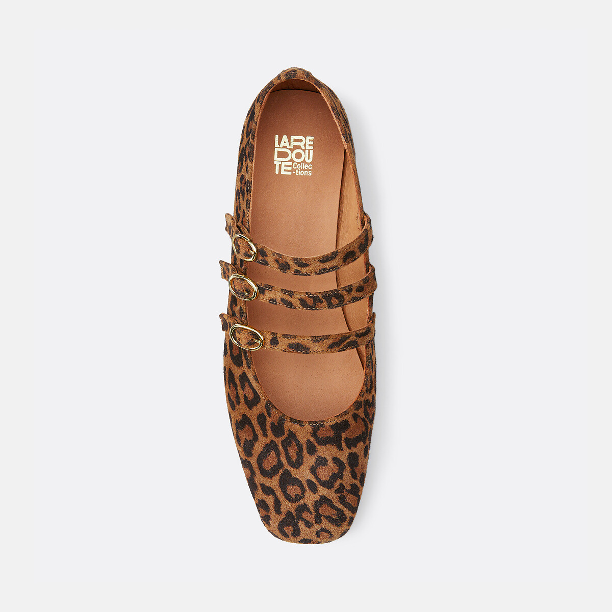 COLEÇÕES LA REDOUTE<br>Bailarinas em camurça com estampa de leopardo