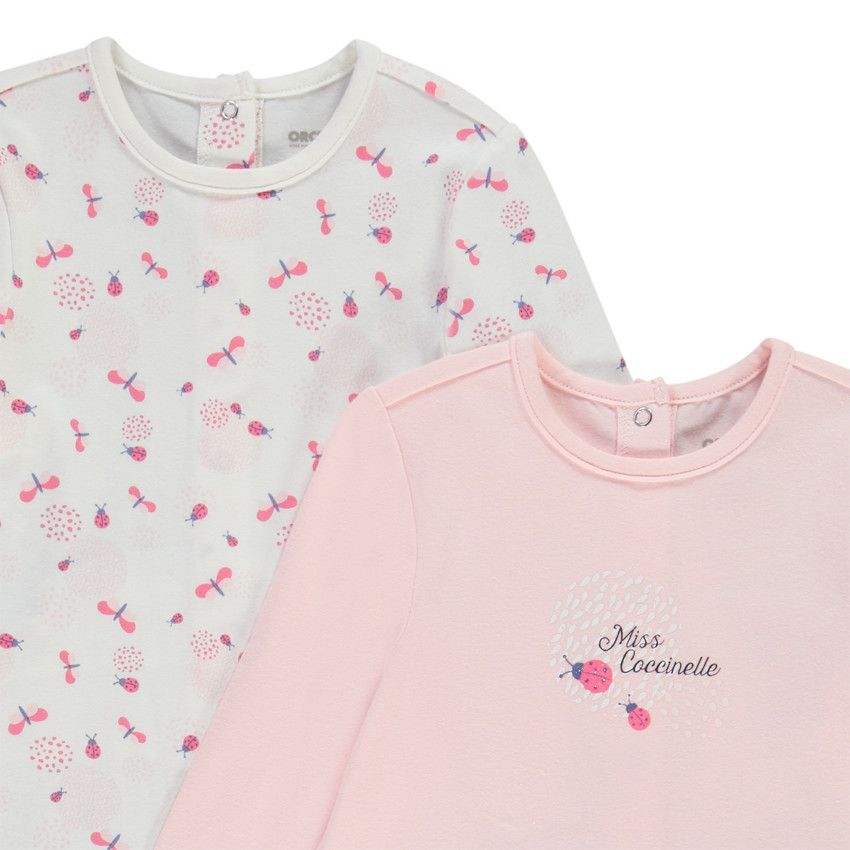 Lot de 2 dors-bien en jersey print coccinelle pour bébé fille - Rose