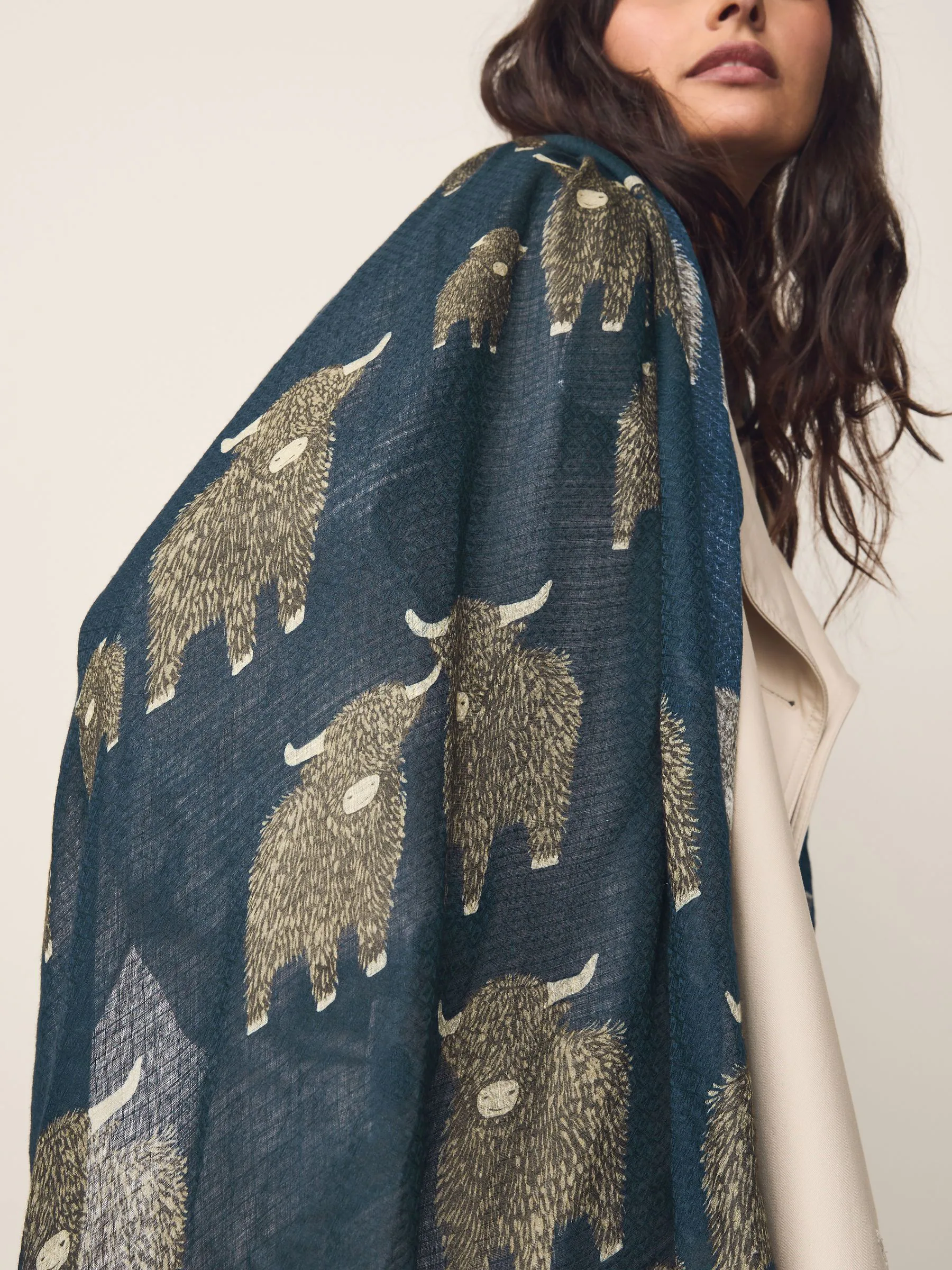 Marineblauwe Hamish-print - Lichte sjaal