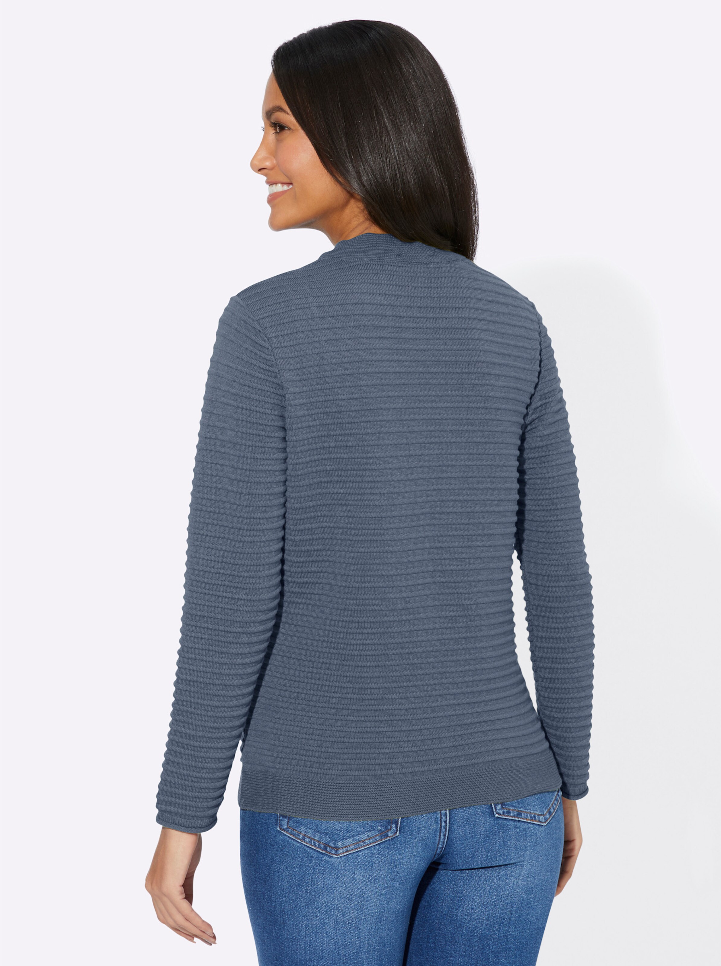 Stehkragenpullover in mittelblau