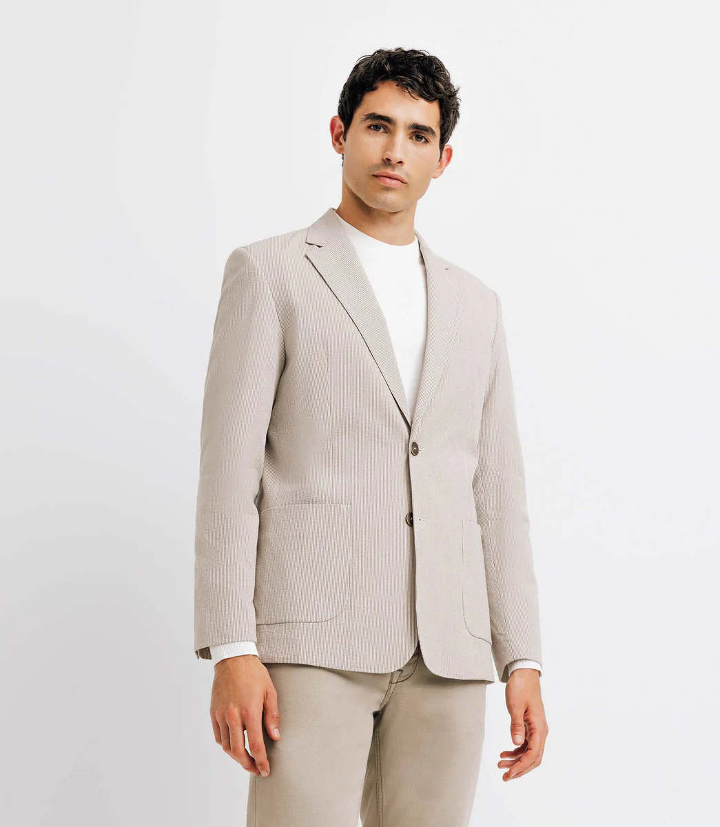 Veste casual seersucker beige