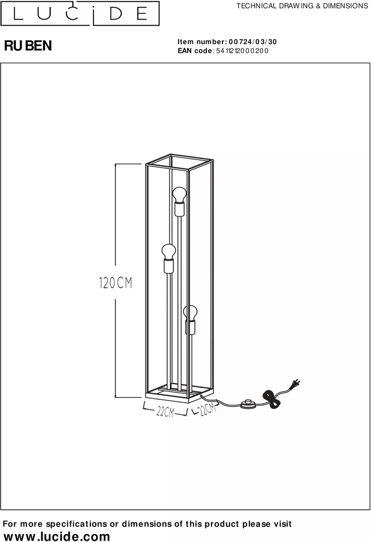 Lucide   Ruben Vloerlamp