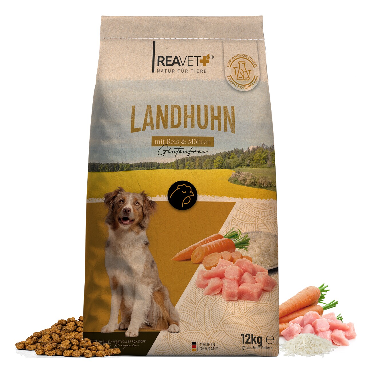REAVET Trockenfutter Landhuhn mit Reis & Möhren 12kg