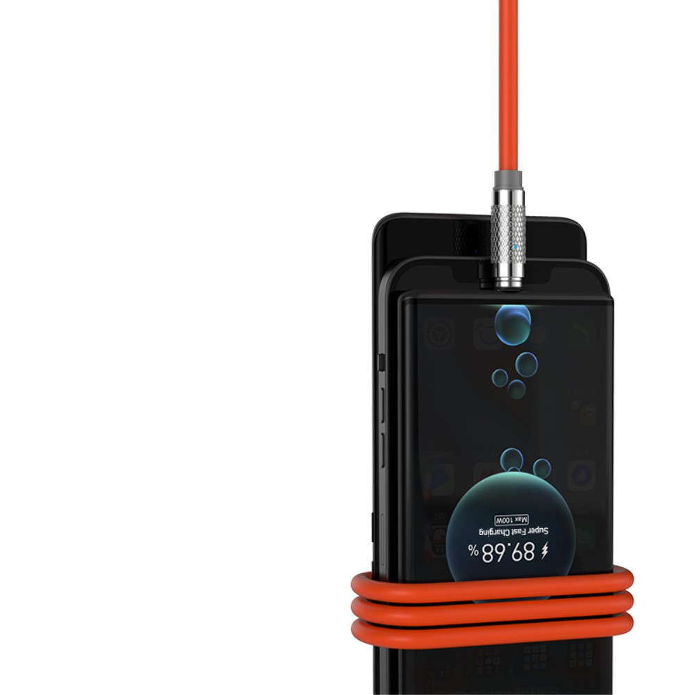 (2m) 100W USB A auf Lightning Ladekabel Magnetisches Datenkabel mit LED (Extra Robust Ø6mm) - Blau