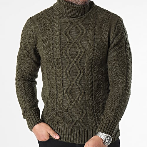 Pull Col Roulé Vert Kaki