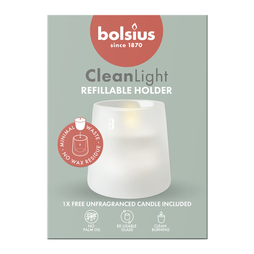 Bolsius Clean Light Starterkit Houder Wit – Incl. Geurloze Navulling (1 stuk)
