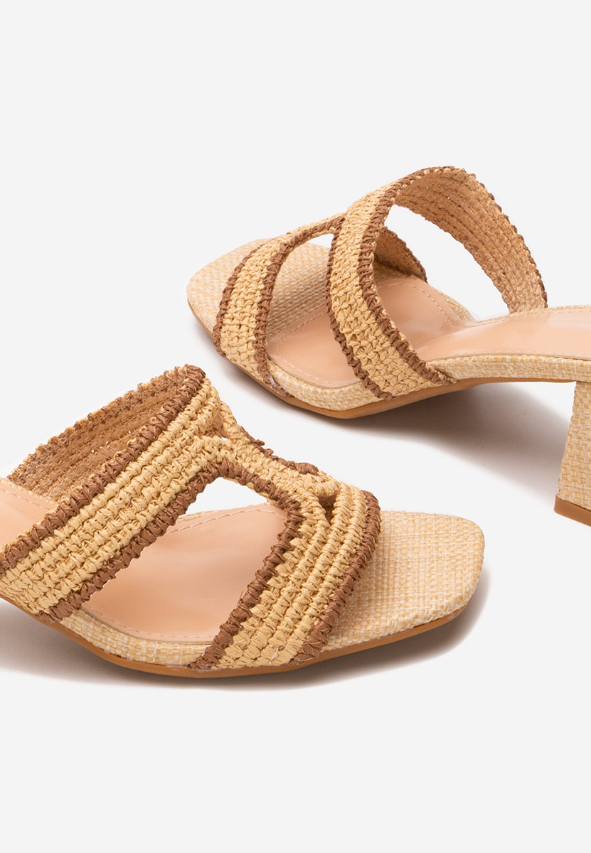 Mules à talon épais beige Zonata