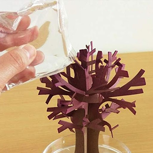 (15x13cm) Blühender Magic Sakura Deko Baum DIY Kinder Wasser Spielzeug Kristall Kirschblüten - Pink