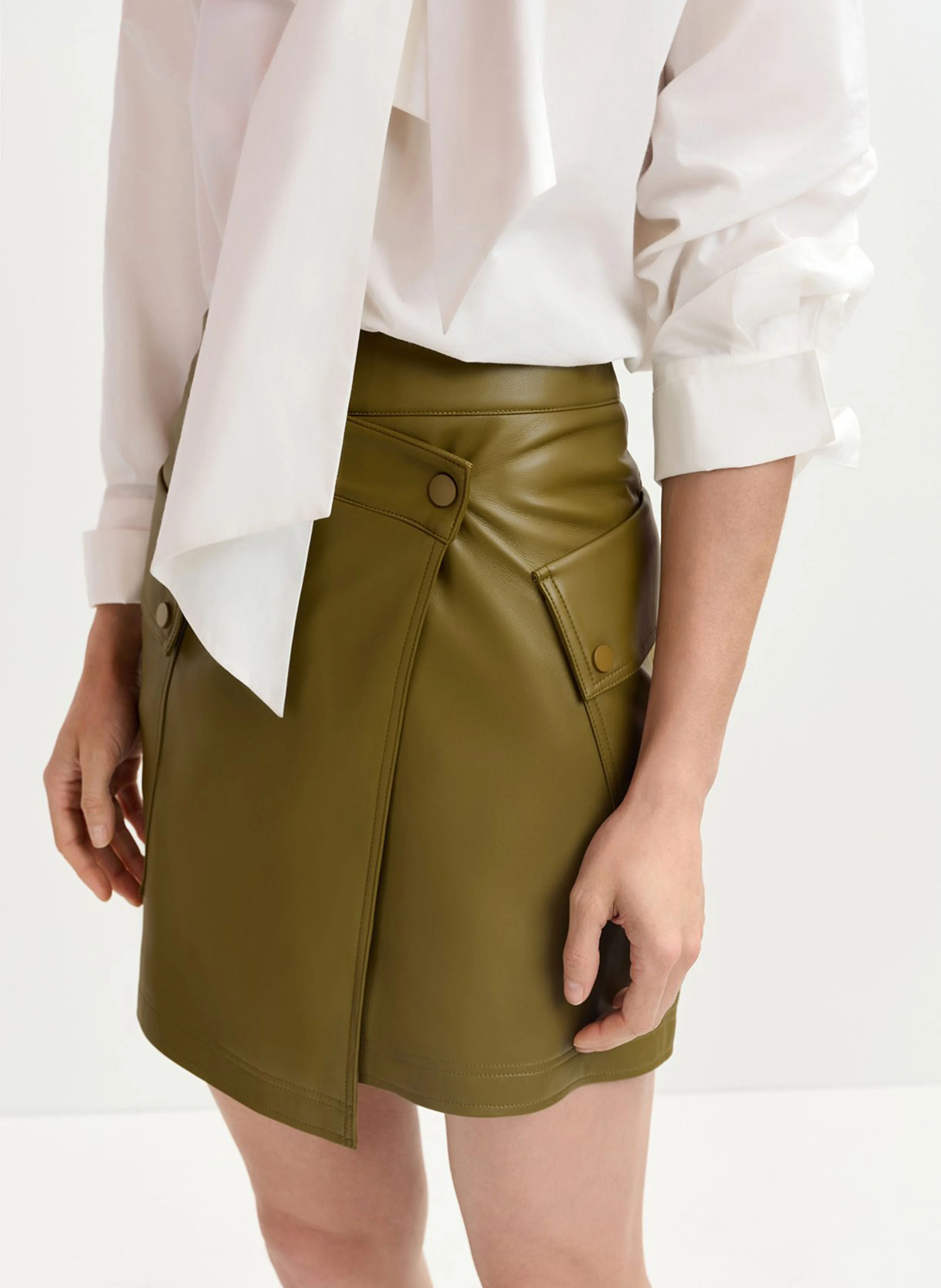 GRADUAL - Mini-jupe portefeuille effet cuir | Marron