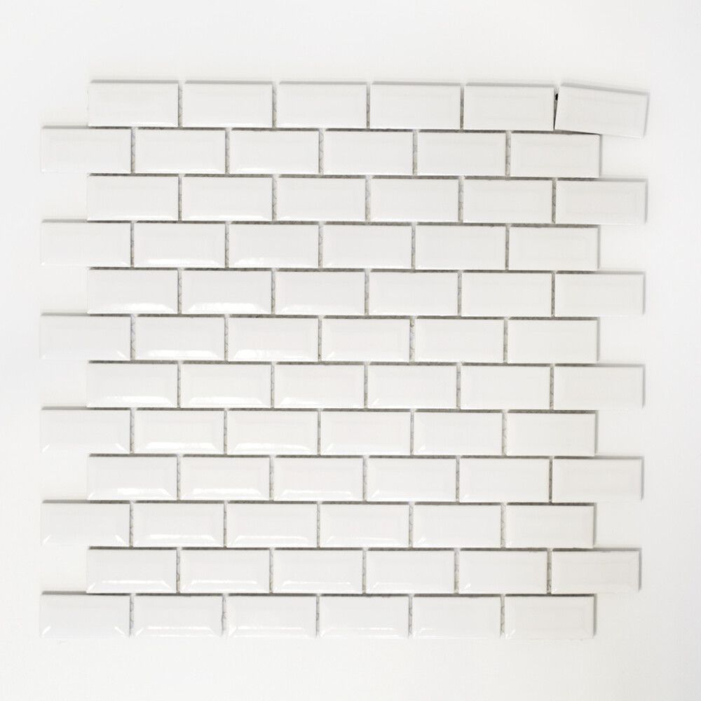 MOSAIKK BRICK BOND DIAMOND HVIT BLANK 4.8X2.3CM 5MM