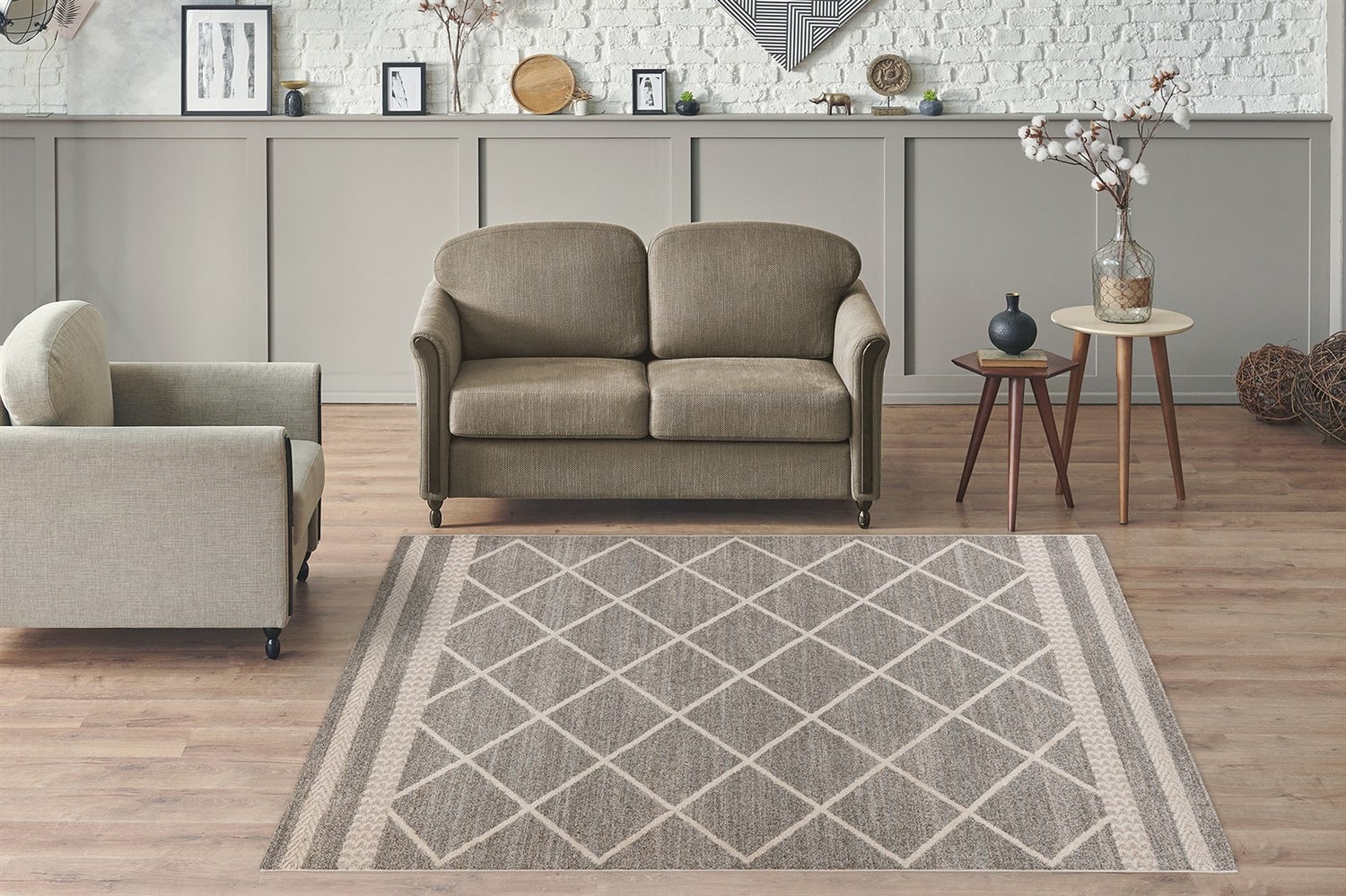 Laagpolig tapijt Regalia, bruin/beige, 10 mm, modern, 80 x 150 cm