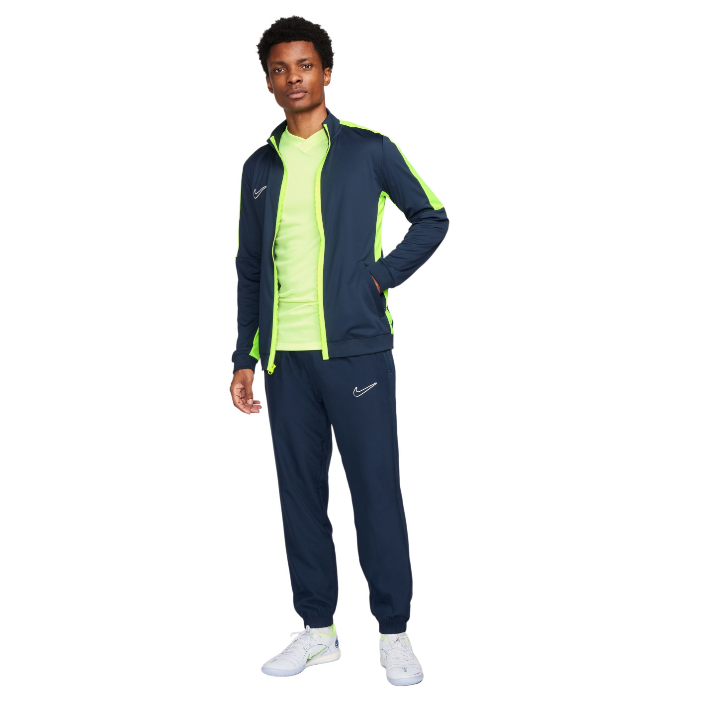 Nike Dri-FIT Academy 23 Trainingsjack Full-Zip Donkerblauw Geel Wit