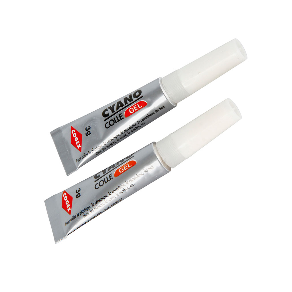 Lot de 2 tubes de colle gel cyano 3g