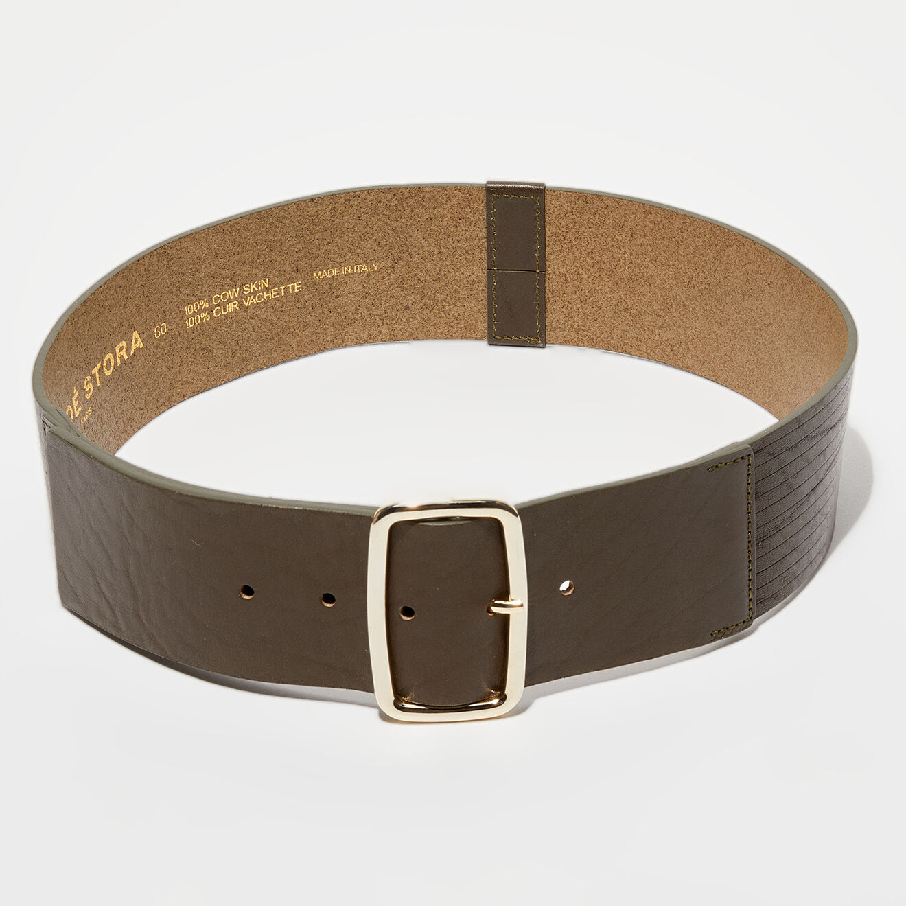 Chloé Stora Ceinture large en Cuir Zazie kaki