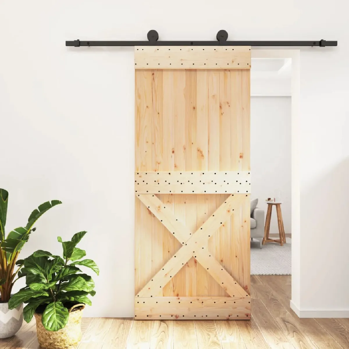 vidaXL Porte coulissante pin massif 90x210 cm