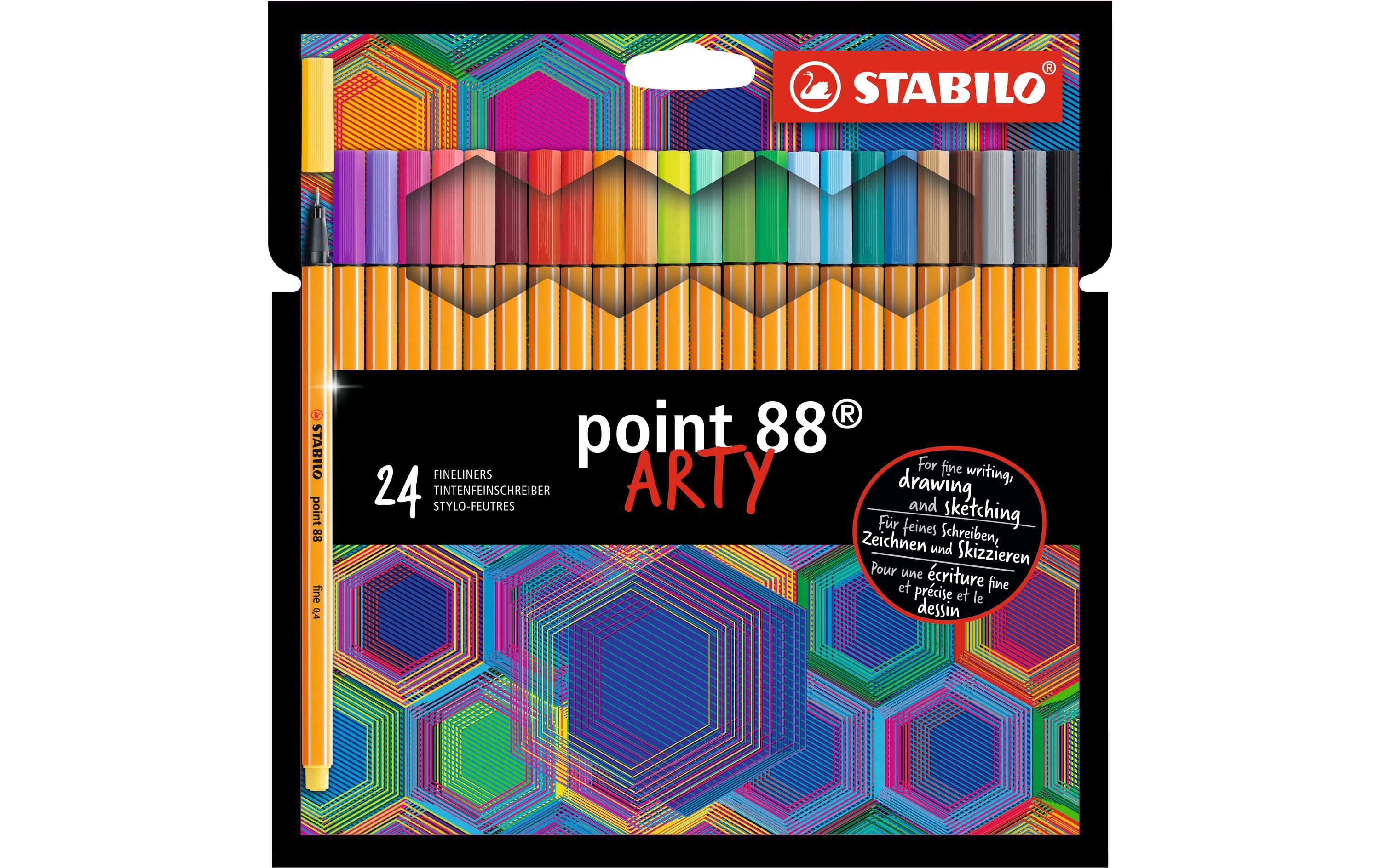 Fineliner Point 88 Arty Mehrfarbig, 24 StückFineliner für feines Schreiben, Zeichnen Skizzieren