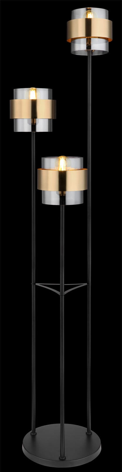 MILLEY Stehlampe goldfarben, schwarz 1,D/H: 43 x 167 cm, Glas, Metall