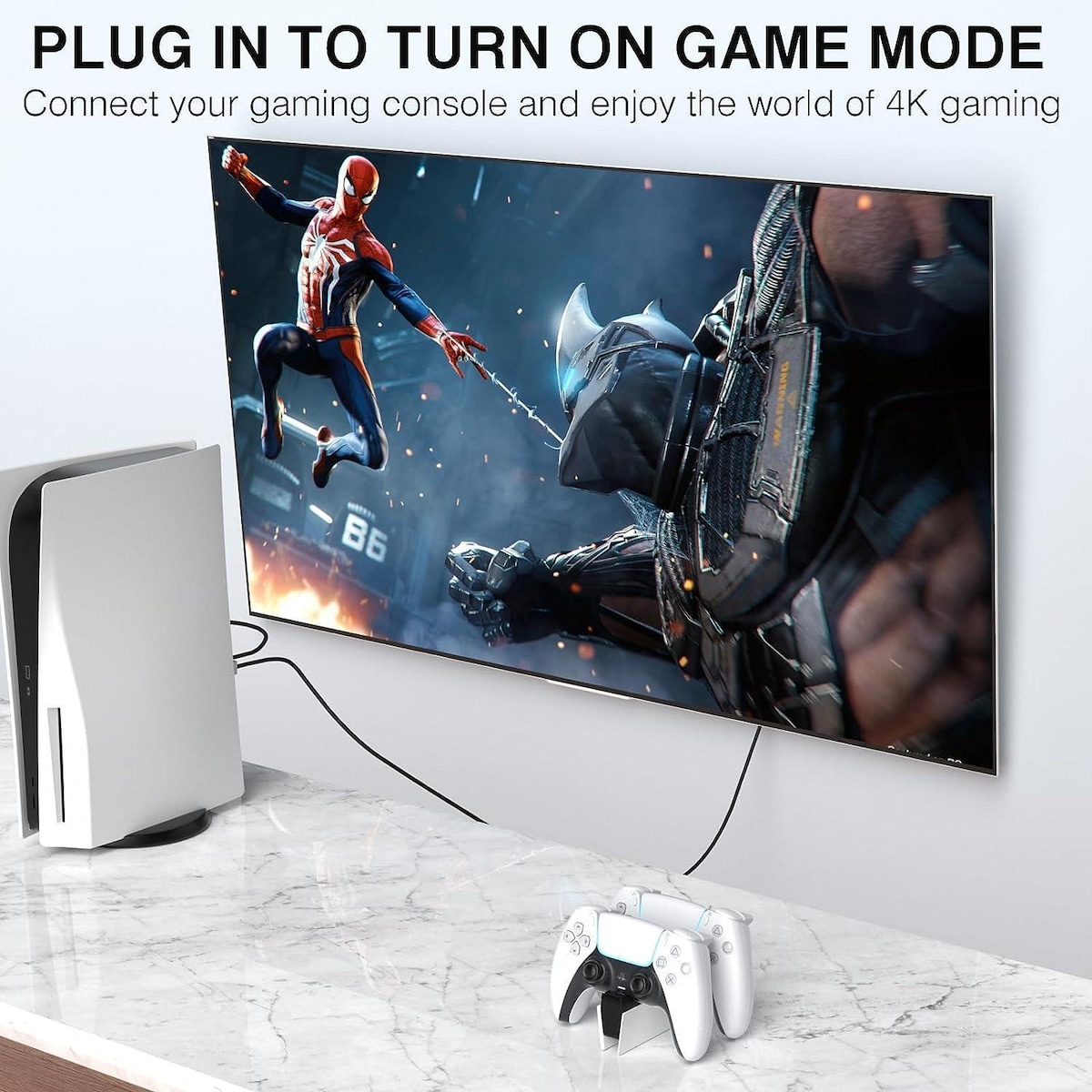 NÖRDIC 50 cm Displayport 1.4 til HDMI 2.1 8K60Hz 4K120/144Hz Dynamic HDR 32.4Gbps Dolby ATMOS