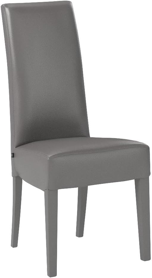 t m c s Tommychairs - 4er Set Moderne Stühle Luisa für Küche und Esszimmer, robuste Struktur aus lackiertem Buchenholz Farbe Dunkelgrau, gepolstert und mit dunkelgrauem Kunstleder bezogen