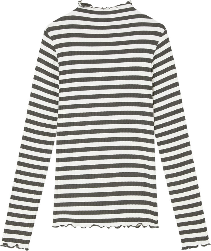 Mads Nørgaard - Copenhagen 5x5 Stripe Trutte Tee LS Grøn og hvid med striber