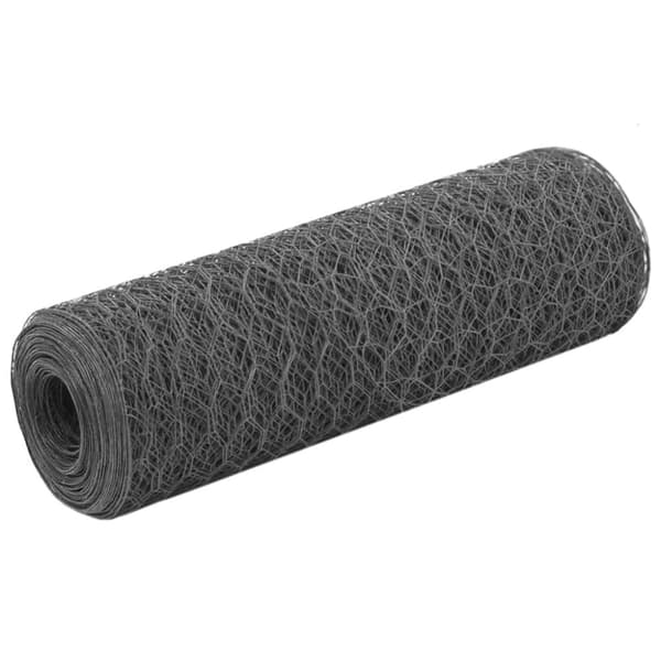 vidaXL Trådgjerde kylling stål med PVC-belegg 25x0,5 m grå