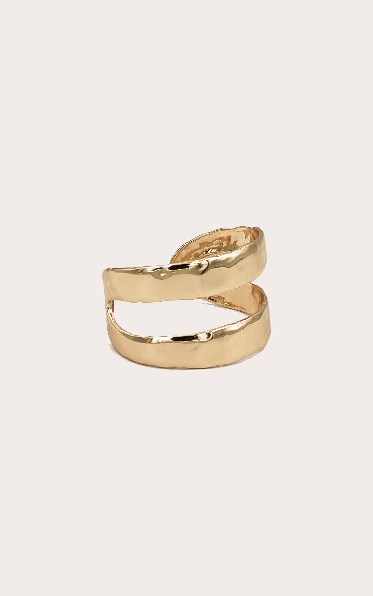 Doré Bracelet Jonc Double Martelé
