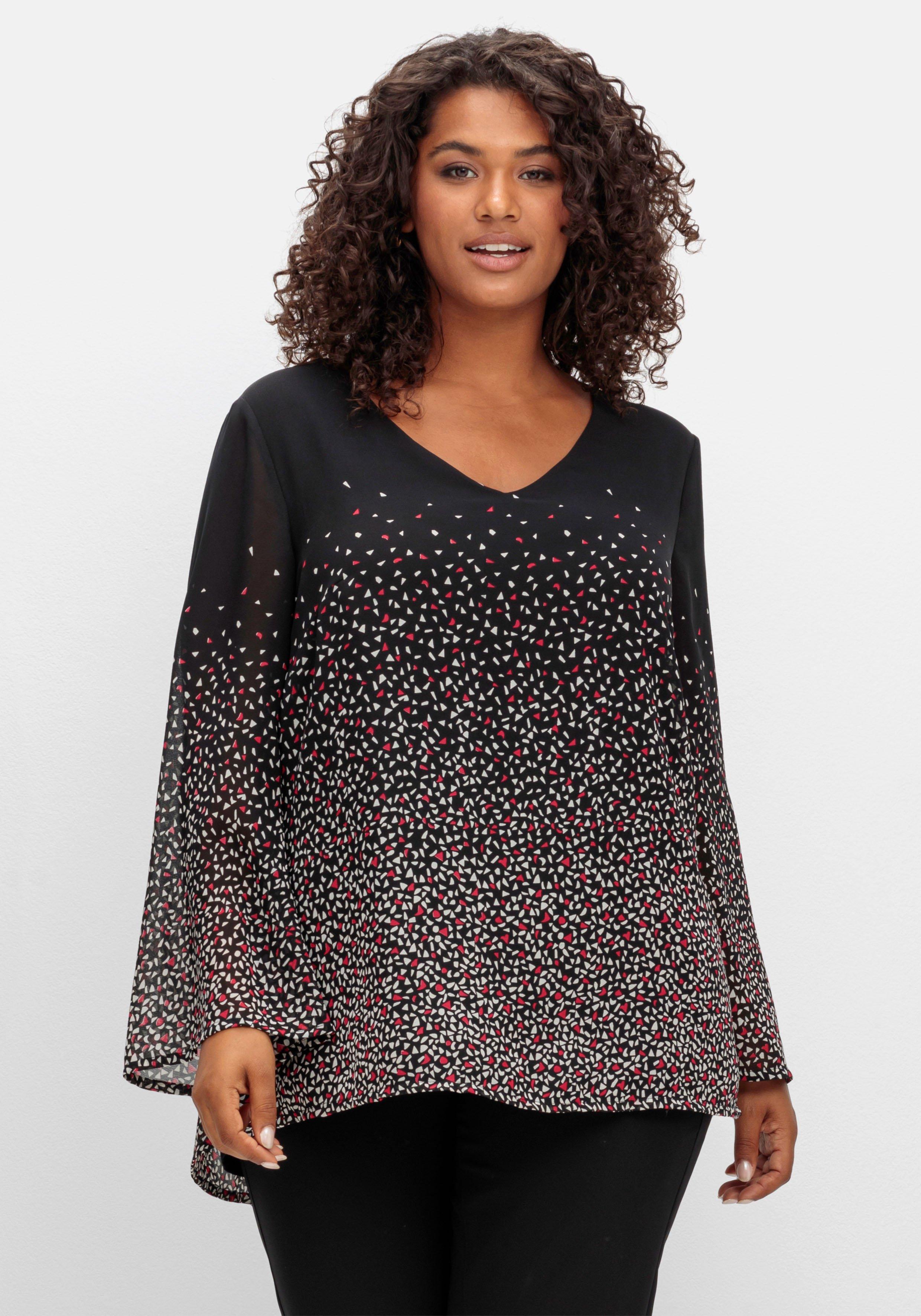 Gefütterte Chiffontunika mit Alloverprint